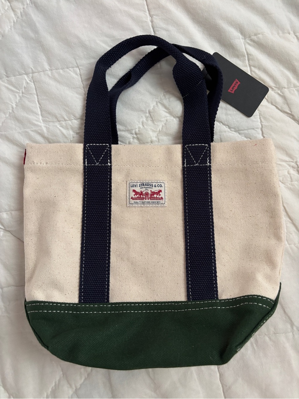 Levi's Canvas Tote Bag in Natural, Navy Blue & Forrest Green NWT